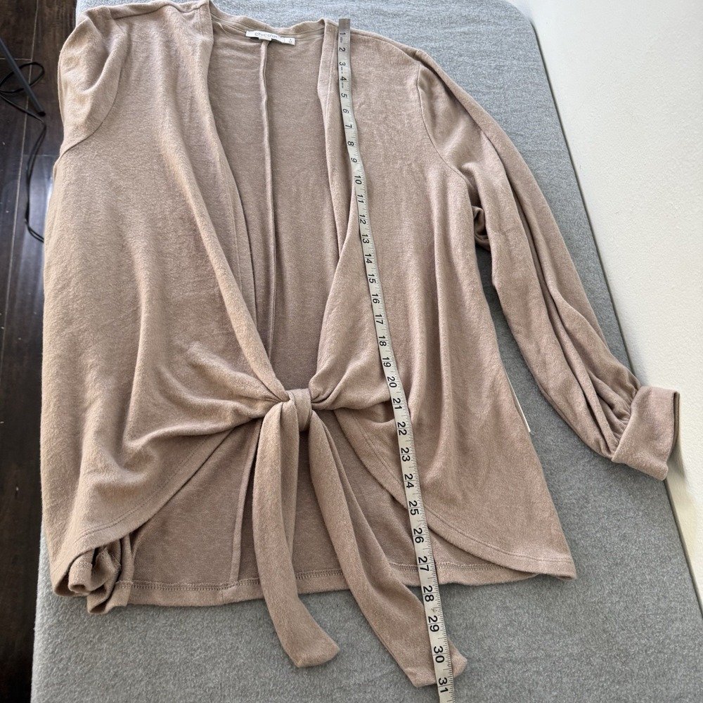 New Chicos Knit Top Cozy Tie Front Taupe Cardigan Sweater Size 3 Womens XL - Picture 10 of 12
